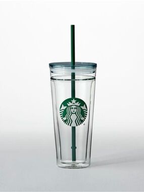 Starbucks Double-Wall Glass Tumbler with Lid & Straw 20oz